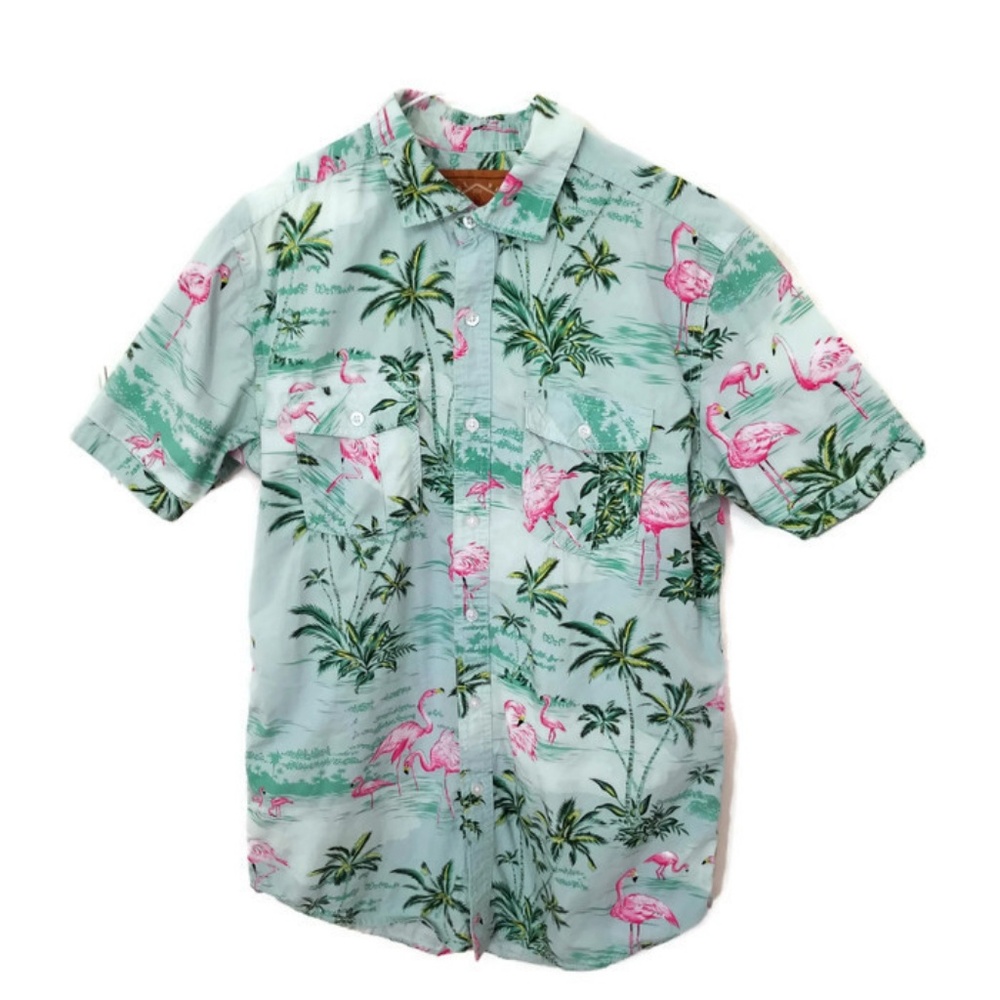 Flamingo Palm Red Camel Medium Hawaiian Shirt